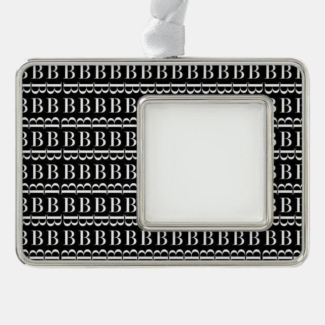 Monogram Initial Letter B Silver Plated Framed Ornament (Front)