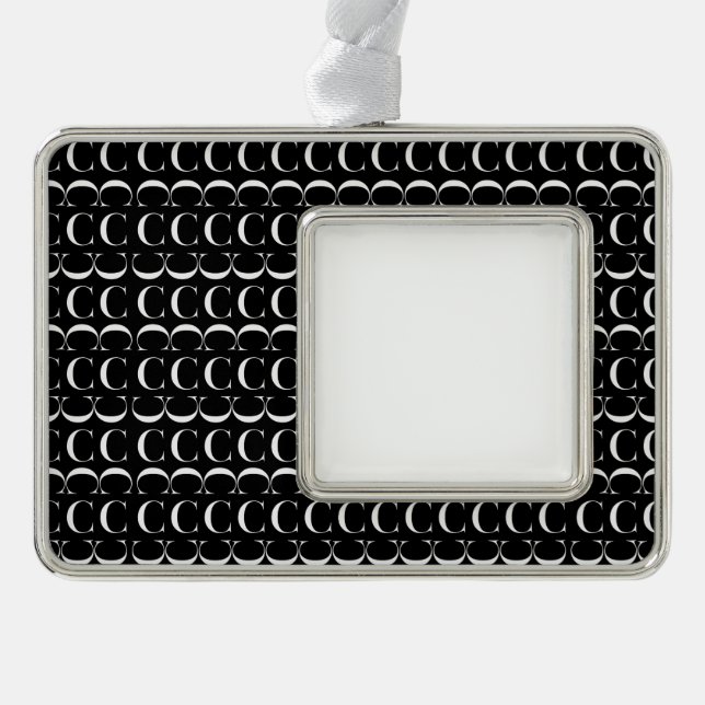 Monogram Initial Letter C Silver Plated Framed Ornament (Front)