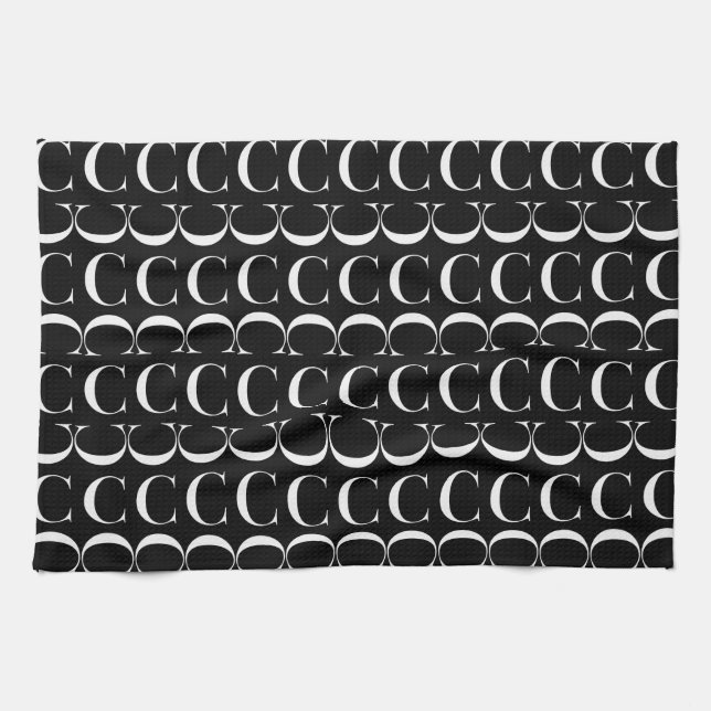 Monogram Initial Letter C Tea Towel (Horizontal)