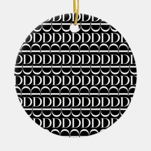 Monogram Initial Letter D Ceramic Tree Decoration (Front)