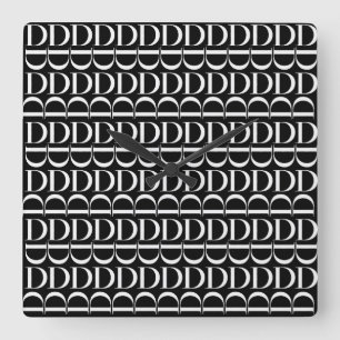 Monogram Initial Letter D, Choose Background Colou Square Wall Clock