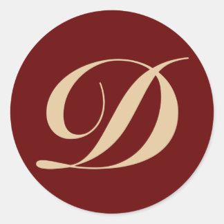 Monogram Initial Letter D Classic Round Sticker