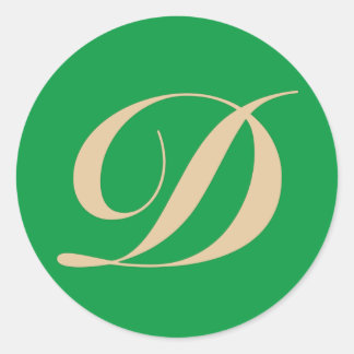 Monogram Initial Letter D Classic Round Sticker