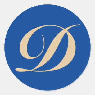 Monogram Initial Letter D Classic Round Sticker