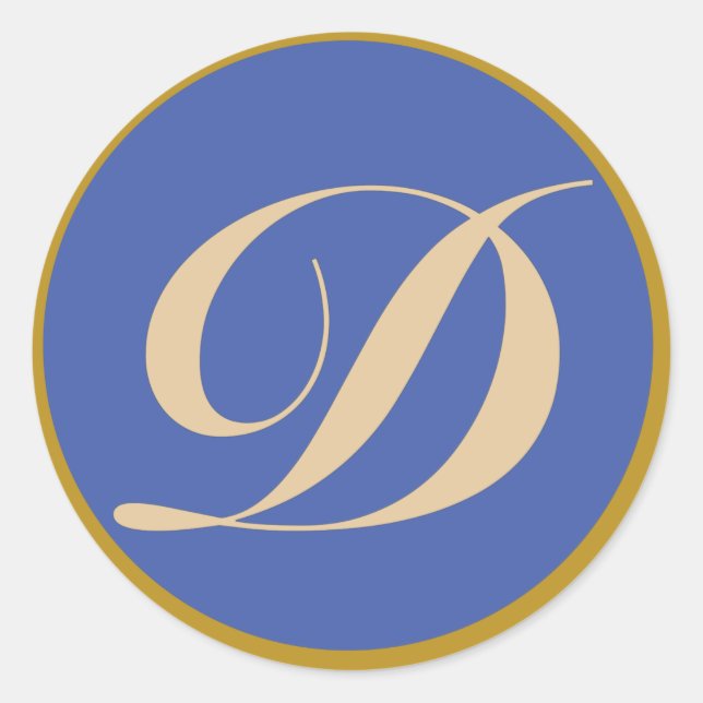 Monogram Initial Letter D Classic Round Sticker (Front)
