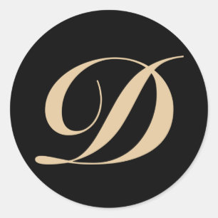 Monogram Initial Letter D Classic Round Sticker