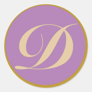 Monogram Initial Letter D Classic Round Sticker