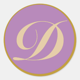 Monogram Initial Letter D Classic Round Sticker