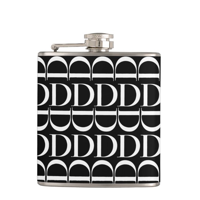 Monogram Initial Letter D Hip Flask (Front)