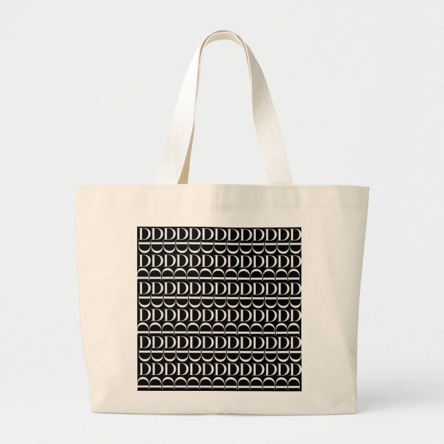 Monogram Initial Letter D Large Tote Bag (Front)