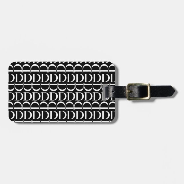 Monogram Initial Letter D Luggage Tag (Front Horizontal)