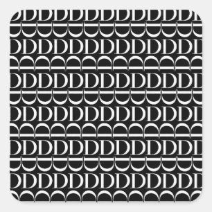 Monogram Initial Letter D Square Sticker