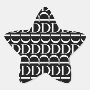 Monogram Initial Letter D Star Sticker