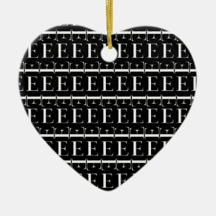 Monogram Initial Letter E Ceramic Tree Decoration