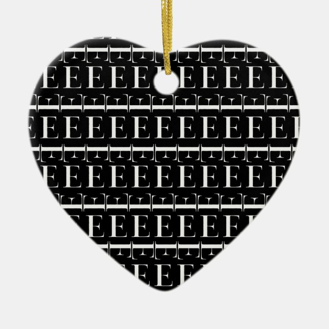 Monogram Initial Letter E Ceramic Tree Decoration (Front)