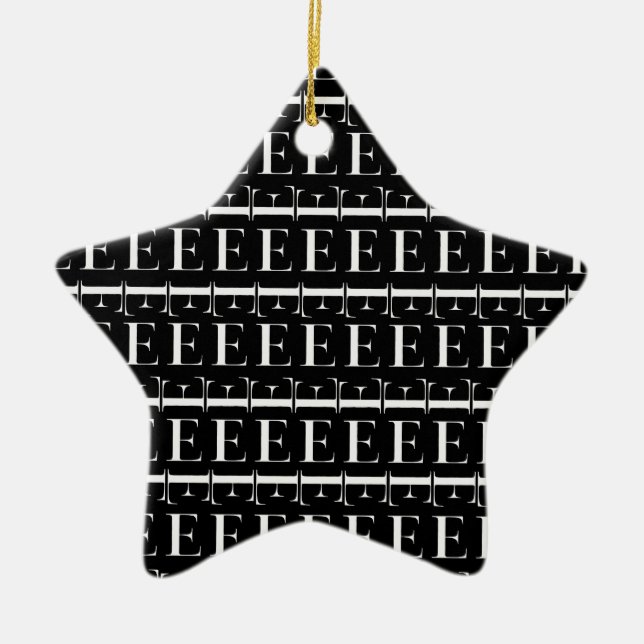 Monogram Initial Letter E, Choose Background Ceramic Tree Decoration (Front)