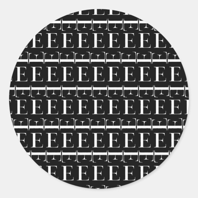 Monogram Initial Letter E Classic Round Sticker (Front)