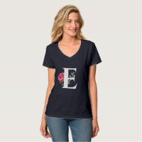 Monogram Initial Letter E in White Pink Rose