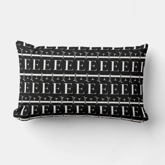 Monogram Initial Letter E Lumbar Cushion (Front)