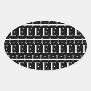 Monogram Initial Letter E Oval Sticker