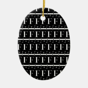 Monogram Initial Letter F Ceramic Tree Decoration