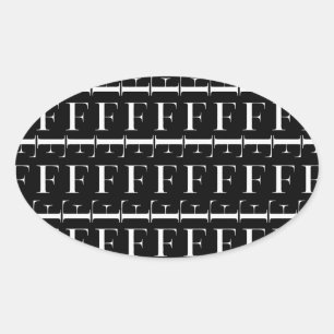 Monogram Initial Letter F Oval Sticker