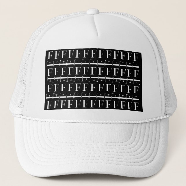 Monogram Initial Letter F Trucker Hat (Front)
