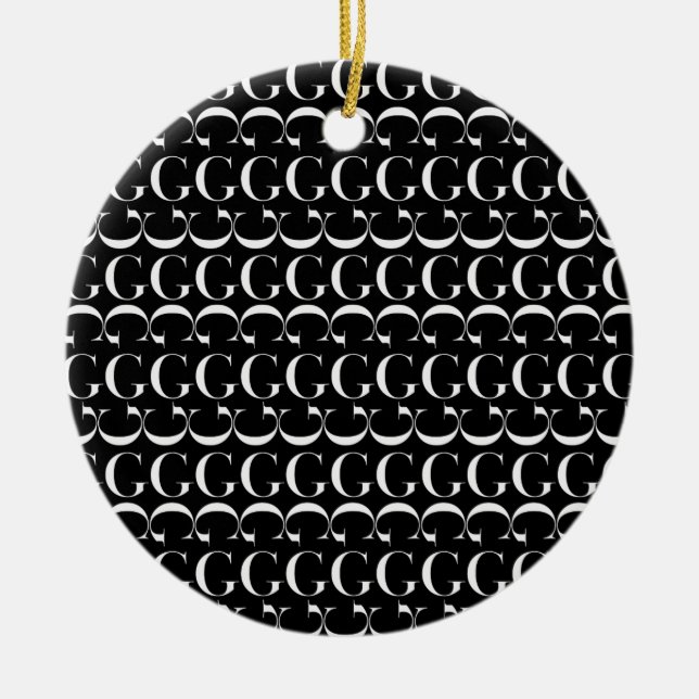 Monogram Initial Letter G Ceramic Tree Decoration (Front)