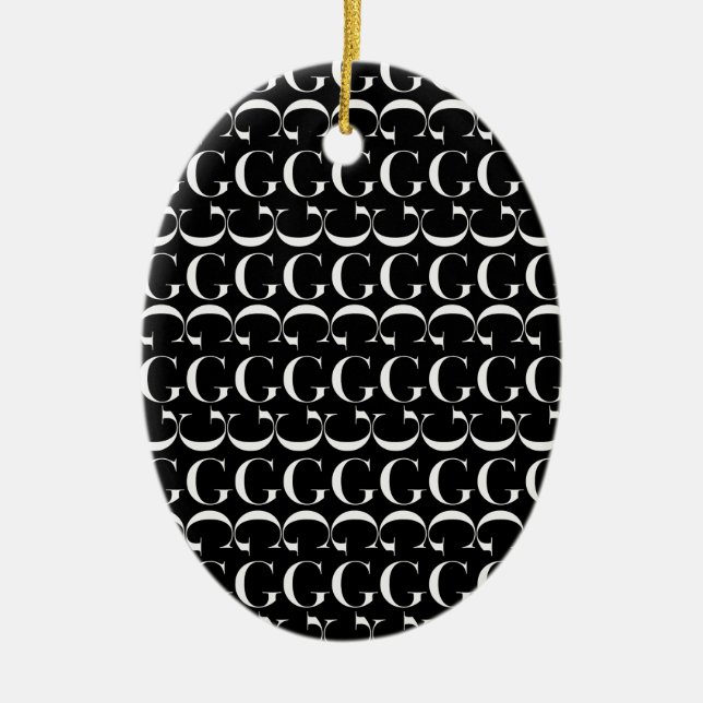 Monogram Initial Letter G Ceramic Tree Decoration (Front)