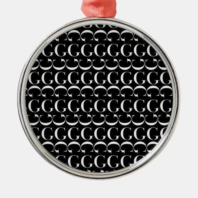 Monogram Initial Letter G Metal Tree Decoration (Front)