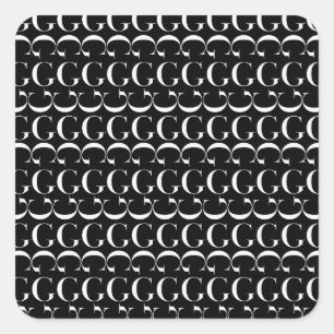 Monogram Initial Letter G Square Sticker