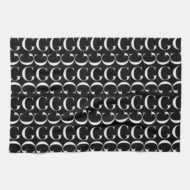 Monogram Initial Letter G Tea Towel (Horizontal)