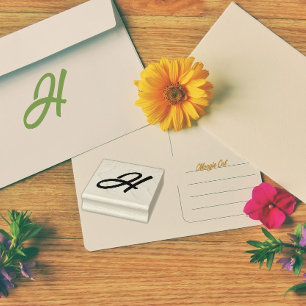 Monogram Initial Letter H Rubber Stamp