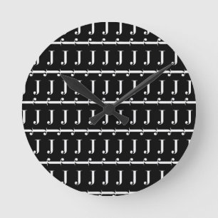 Monogram Initial Letter J, Choose Background Colou Round Clock