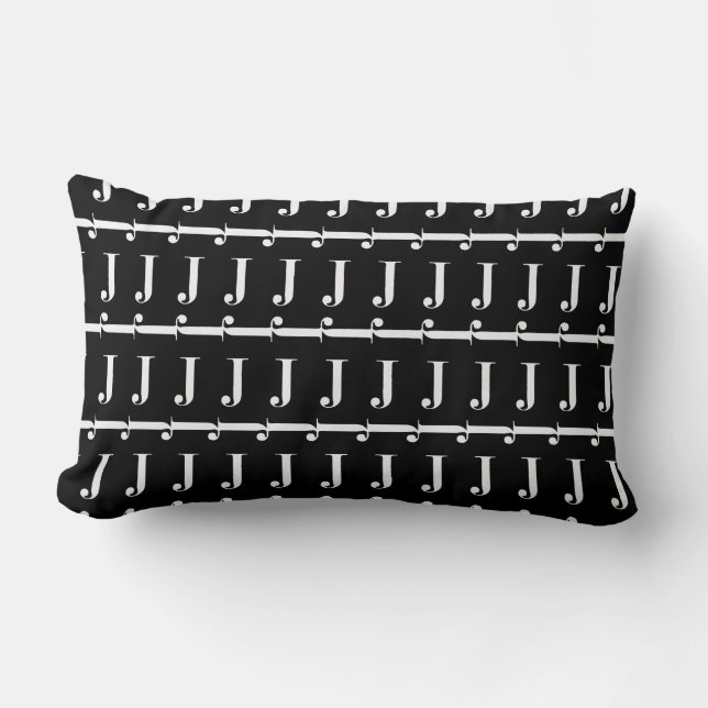 Monogram Initial Letter J Lumbar Cushion (Front)