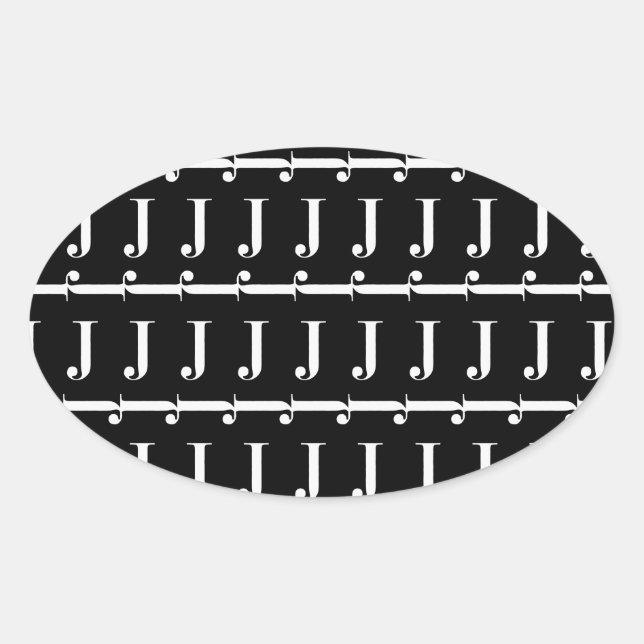 Monogram Initial Letter J Oval Sticker (Front)
