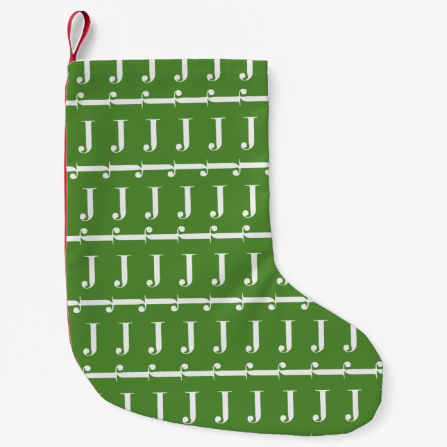 Monogram Initial Letter J Small Christmas Stocking (Front)