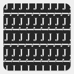 Monogram Initial Letter J Square Sticker