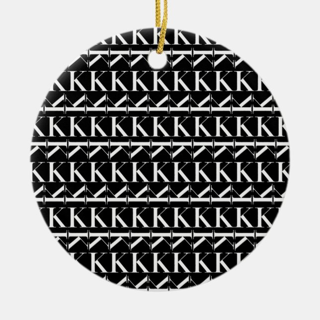 Monogram Initial Letter K Ceramic Tree Decoration (Front)