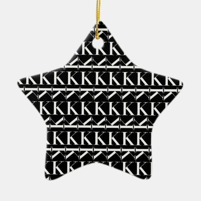 Monogram Initial Letter K, Choose Background Ceramic Tree Decoration (Front)