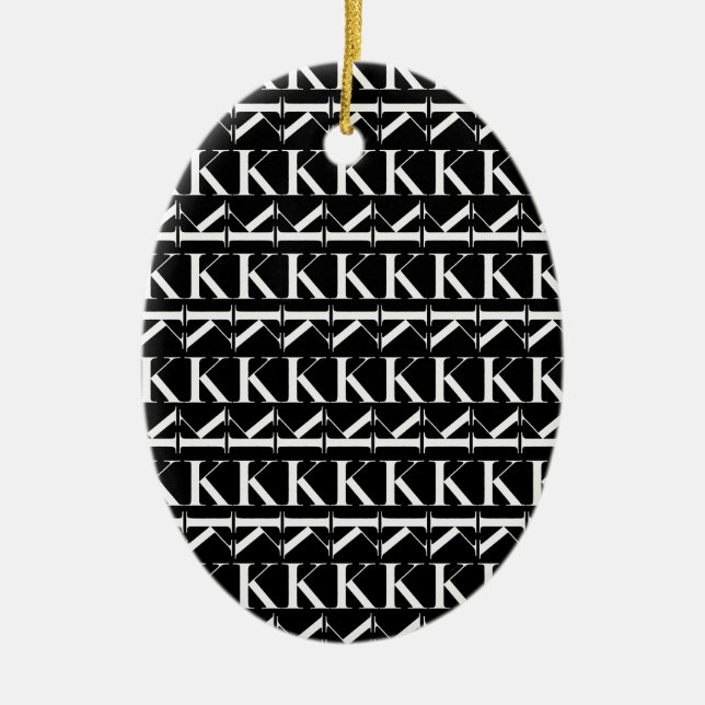Monogram Initial Letter K, Choose Background Ceramic Tree Decoration (Front)