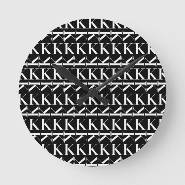 Monogram Initial Letter K, Choose Background Colou Round Clock (Front)