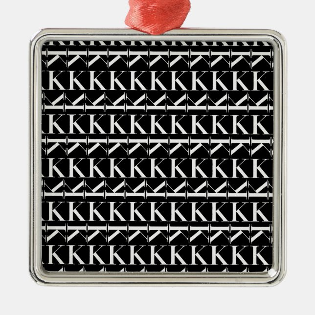 Monogram Initial Letter K, Choose Background Metal Tree Decoration (Front)