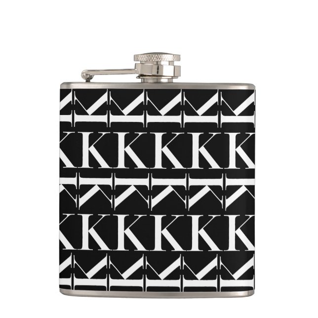 Monogram Initial Letter K Hip Flask (Front)