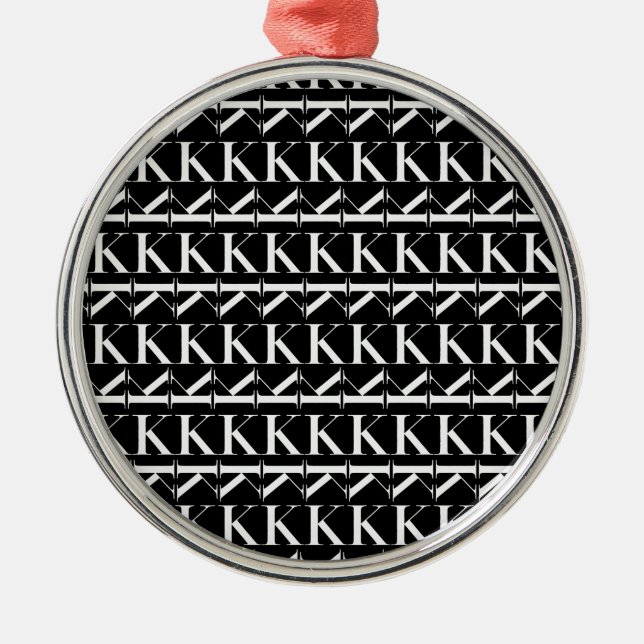 Monogram Initial Letter K Metal Tree Decoration (Front)