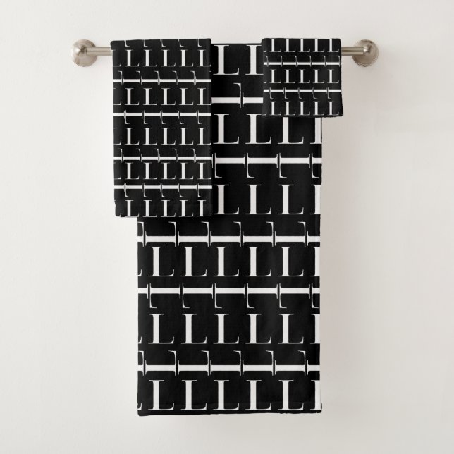 Monogram Initial Letter L Bath Towel Set (Insitu)