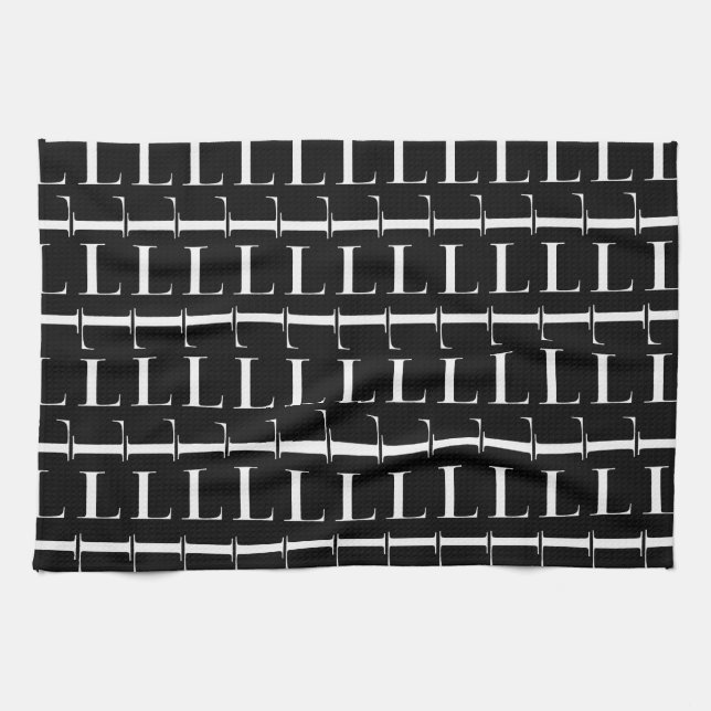 Monogram Initial Letter L Tea Towel (Horizontal)