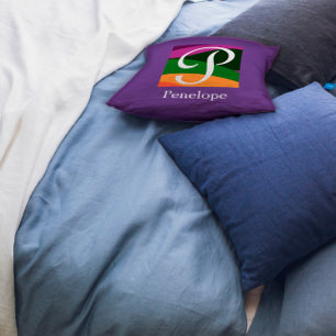 Monogram Initial Letter lavender Throw Pillow