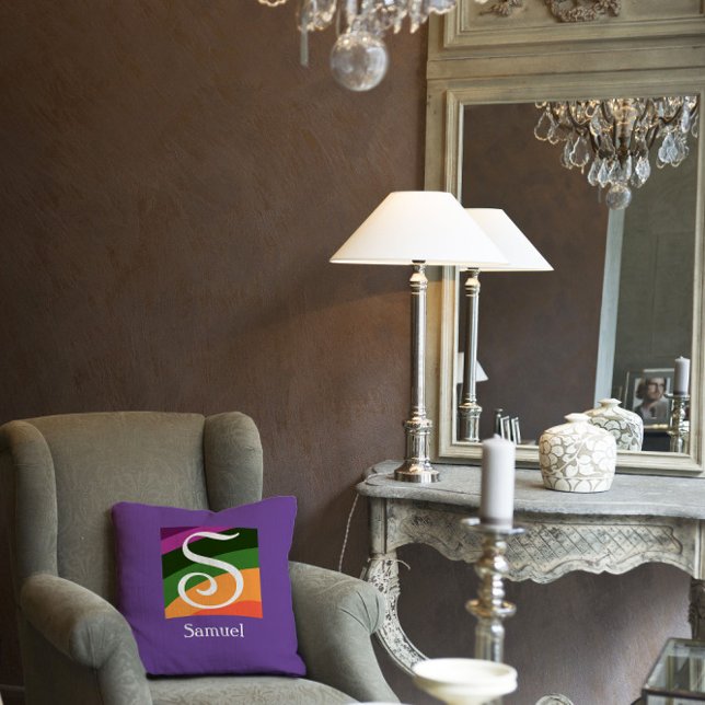 Monogram Initial Letter lavender Throw Pillow (Creator Uploaded)