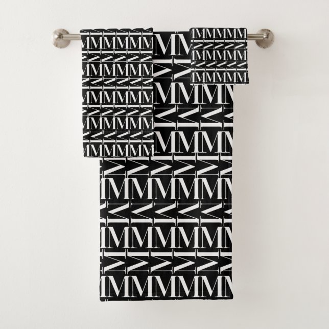 Monogram Initial Letter M Bath Towel Set (Insitu)